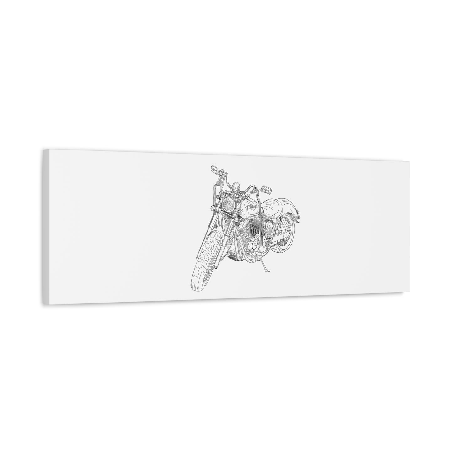 Ride Me Harley Motorcycle Sketch Canvas Print - Black Ink on White Background