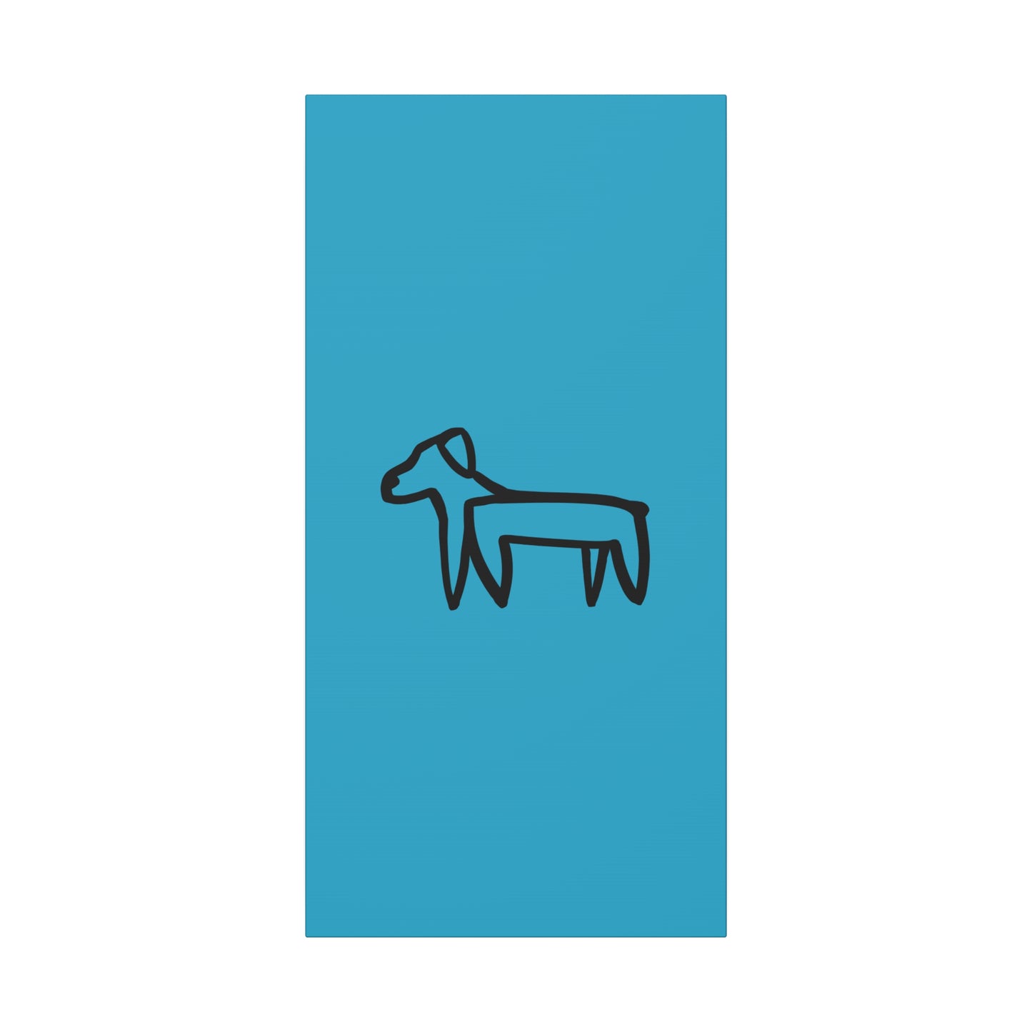 Dog Canvas Print on Turquoise (Transparent Style Black Dog) - Dog Drawing Canvas
