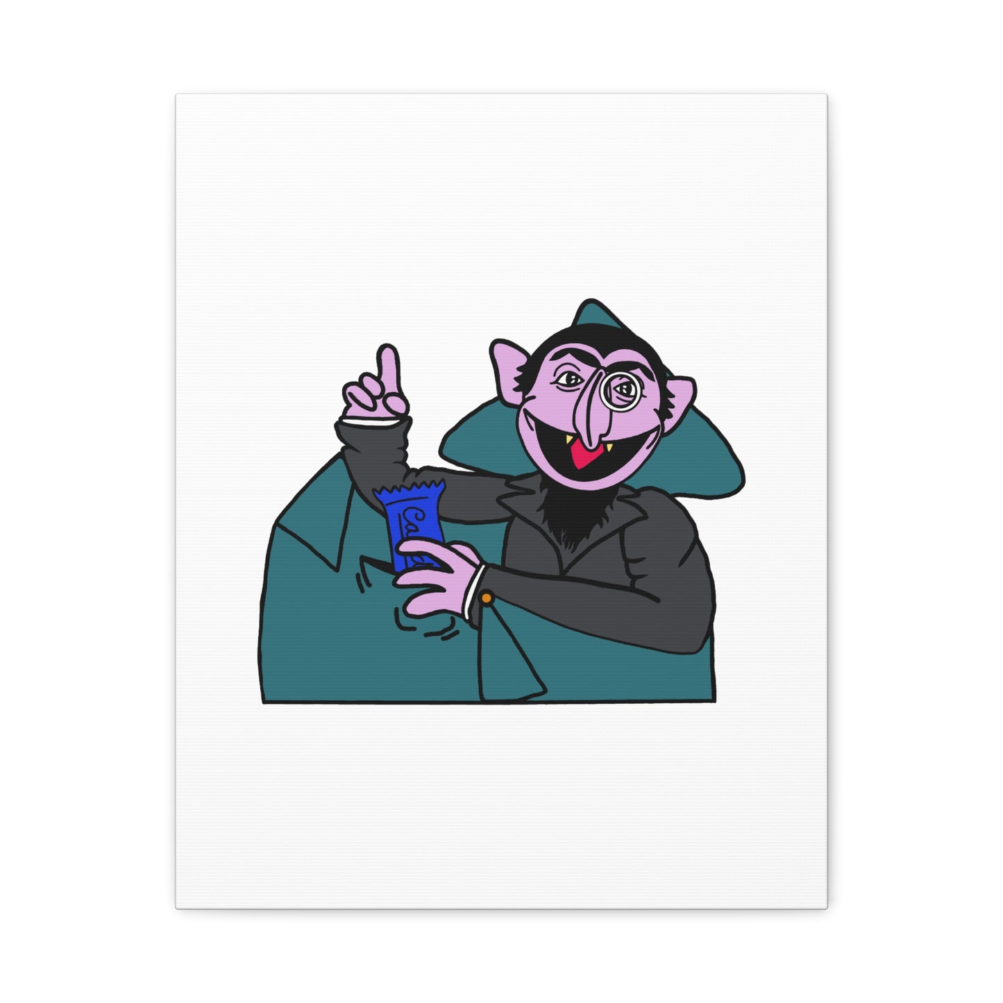The Count Stealing Candy Canvas Print White - Sesame Street The Count Parody Art