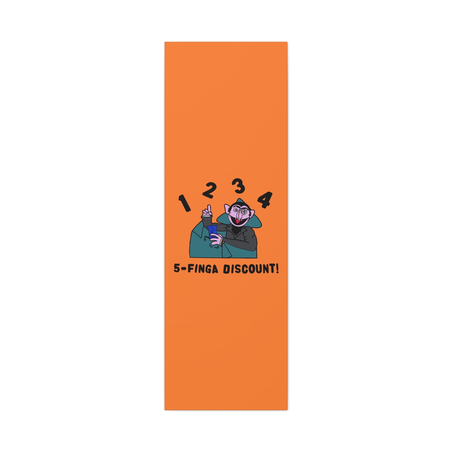 Five Finger Discount Canvas Print Light Orange - Sesame Street The Count Parody Art Print