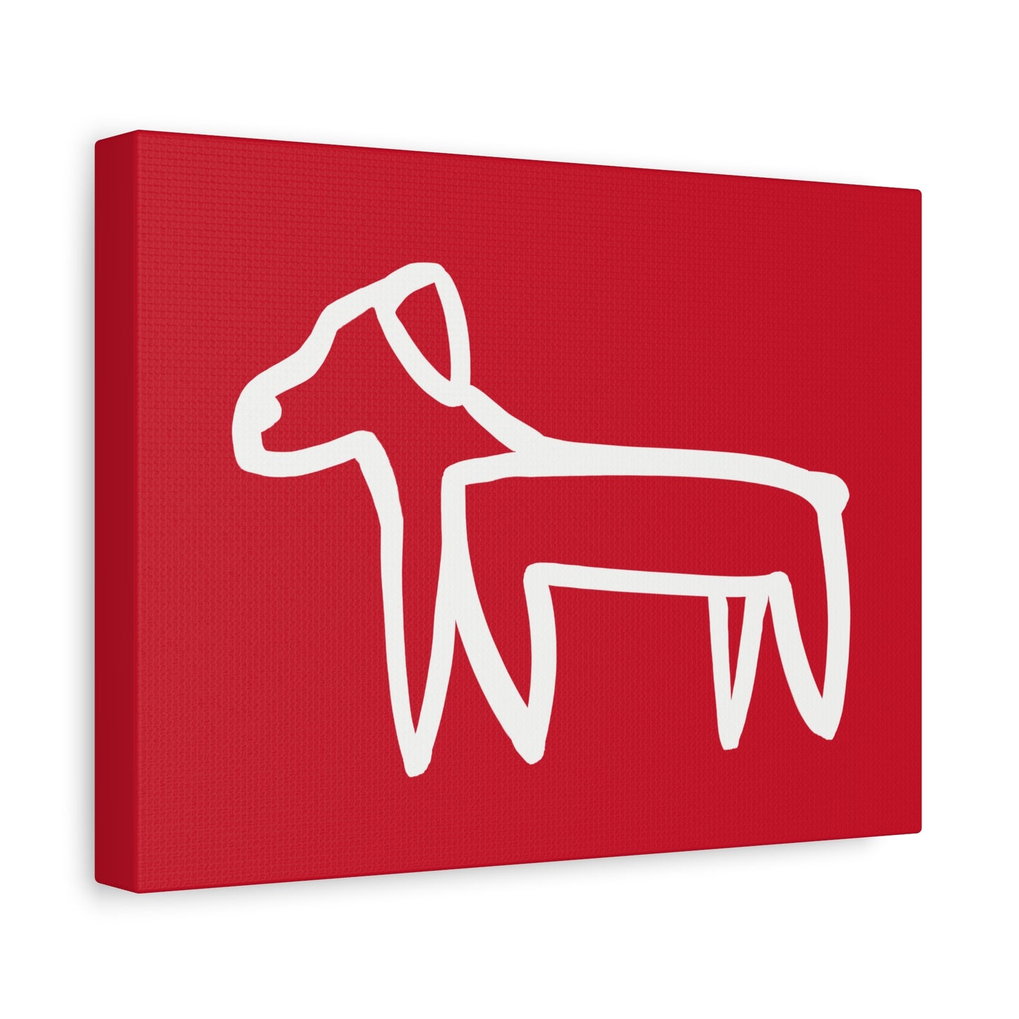 Dog Canvas Print on Red (Transparent Style White Dog) - Dog Art Print