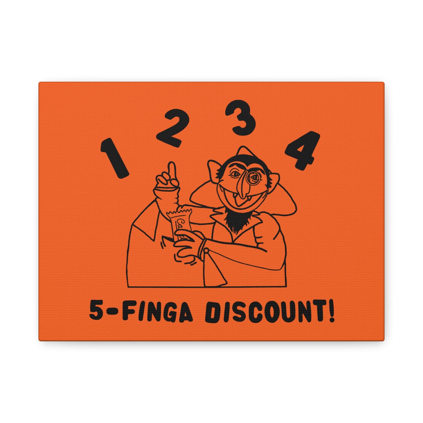 Five Finger Discount Outline Canvas Print Orange - Sesame Street The Count Parody Art Print