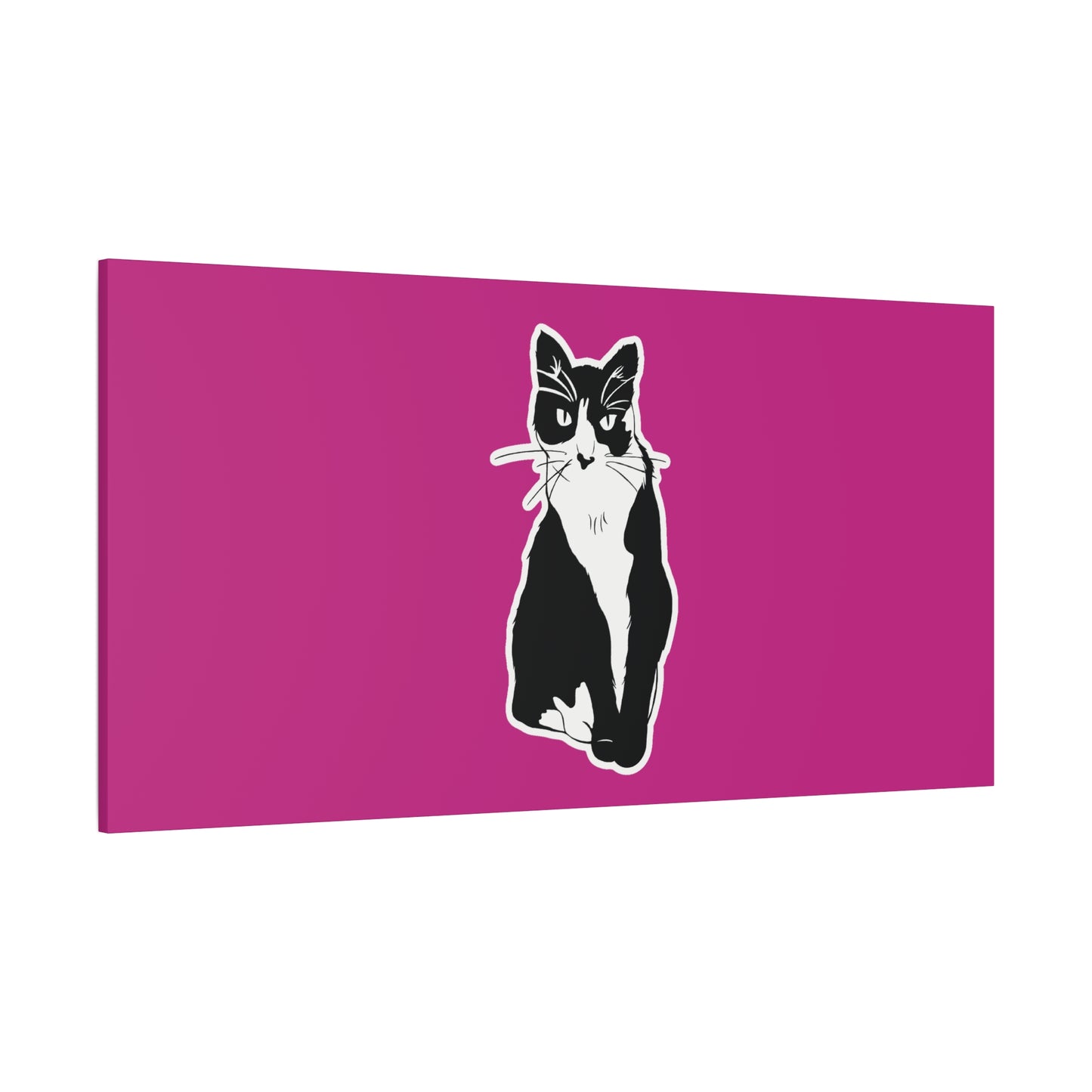 Cat Canvas on Pink (Sticker Style Cat) - Cat Drawing Art