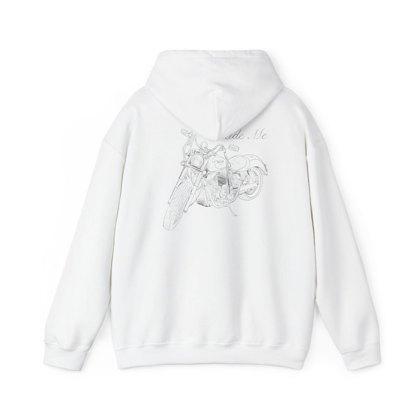 Ride Me Harley Motorcycle Drawing Hoodie Sweatshirt - Back Design