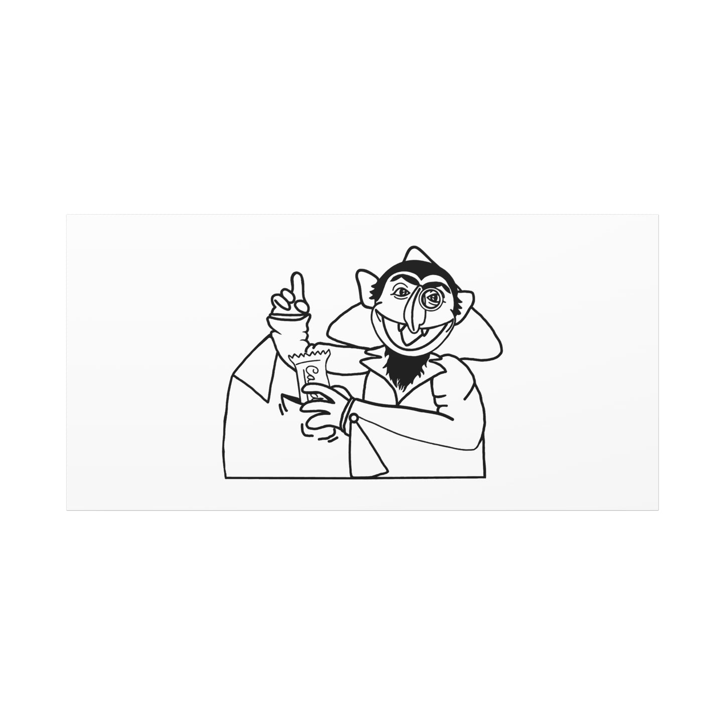 The Count Stealing Candy Outline Canvas Print White - Sesame Street The Count Parody Art