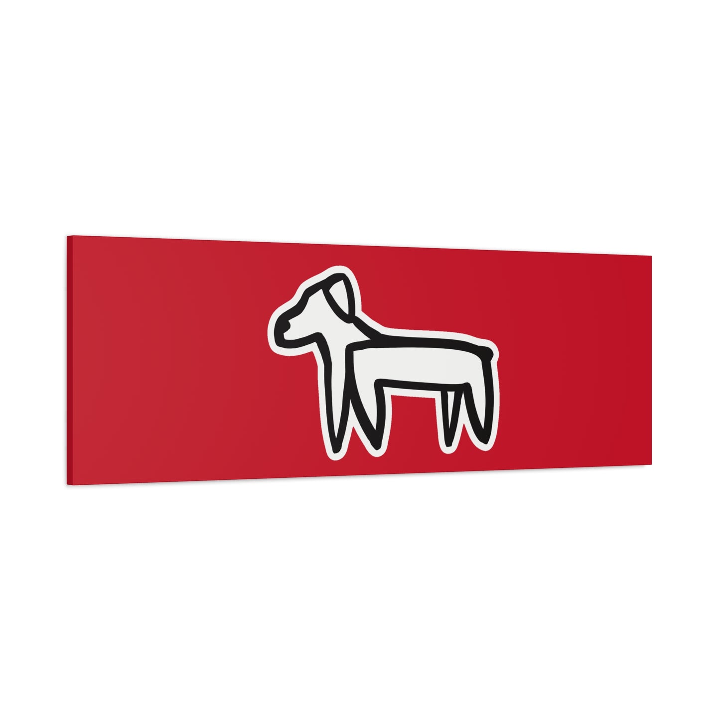 Dog Canvas Print on Red (Sticker Style White Dog) - Dog Art Print