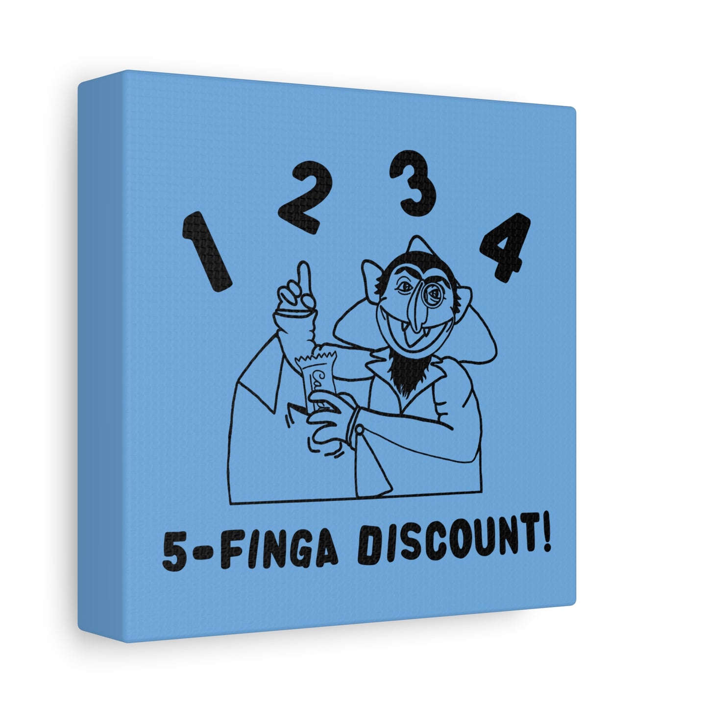 Five Finger Discount Outline Canvas Print Light Blue - Sesame Street The Count Parody Art Print