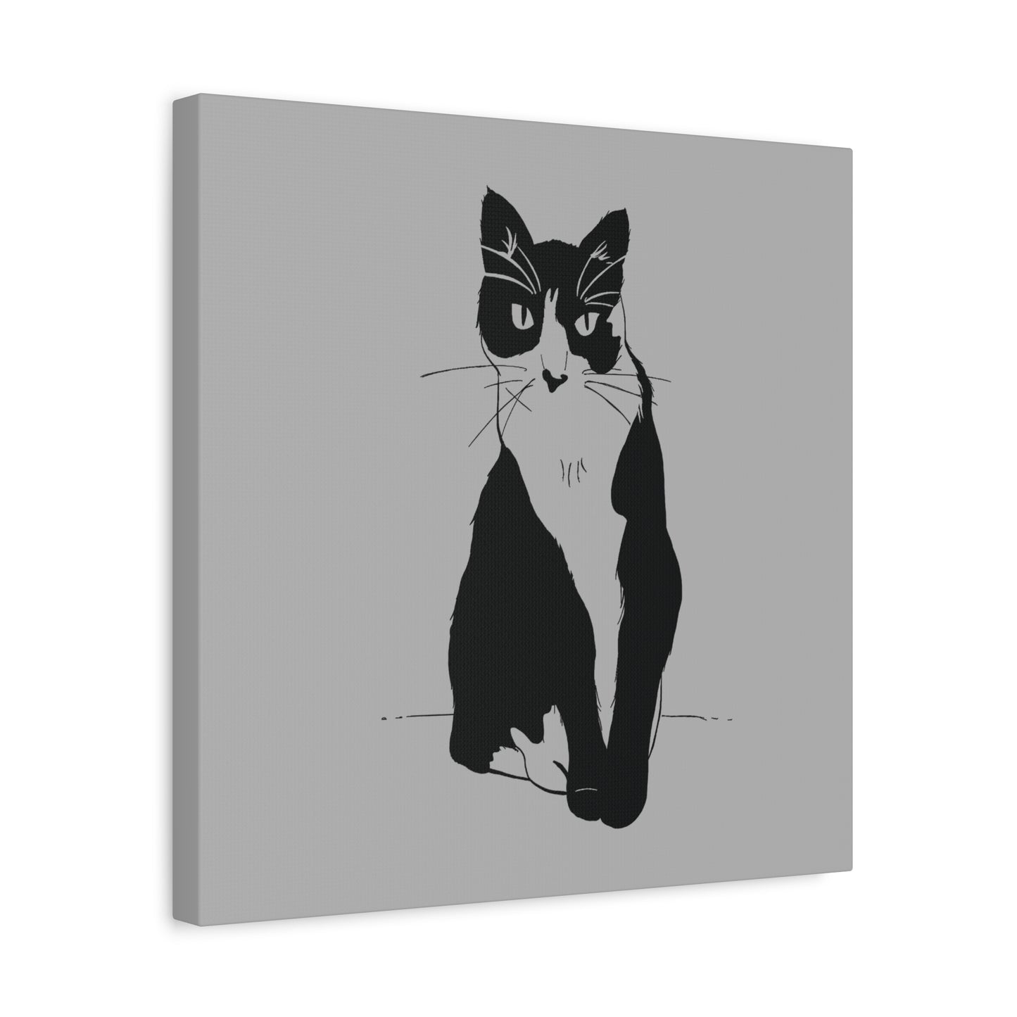 Cat Canvas Print on Grey (Transparent Style Cat) - Cat Drawing Art
