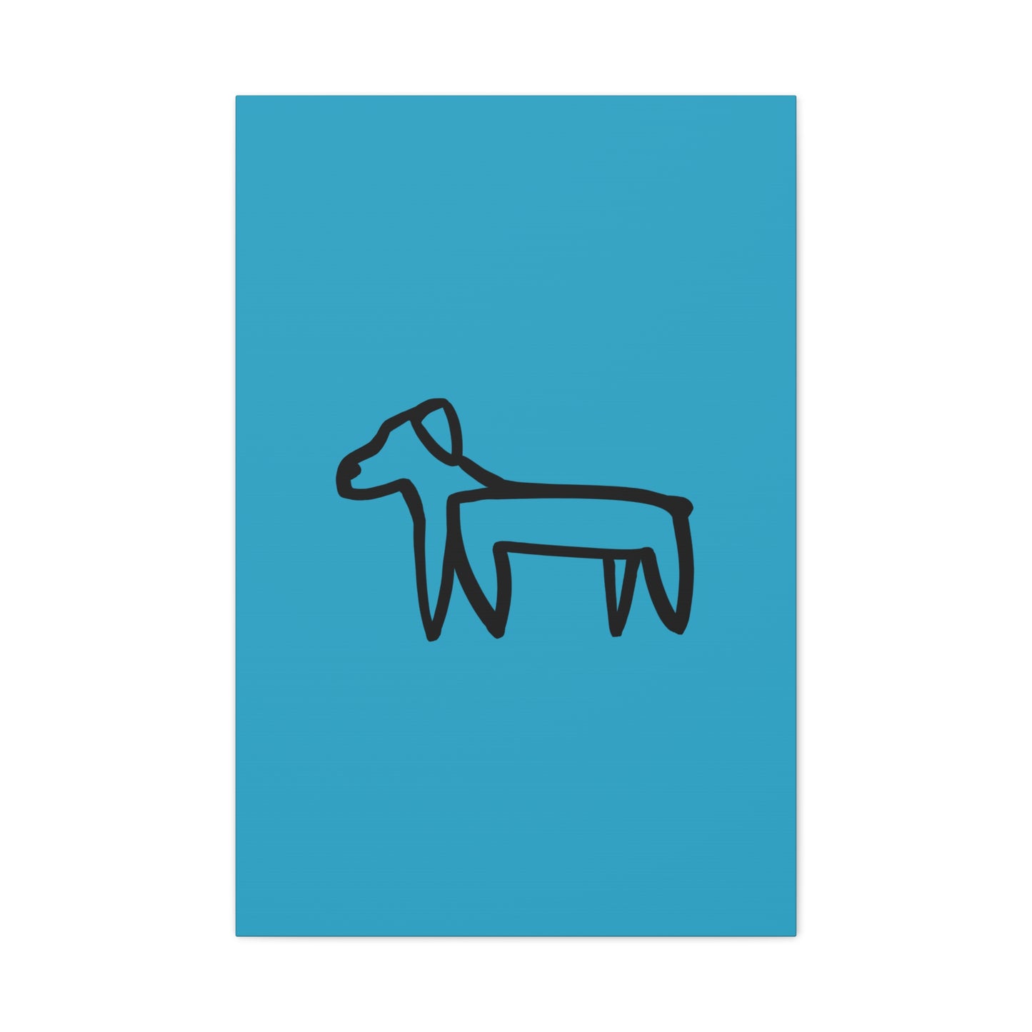 Dog Canvas Print on Turquoise (Transparent Style Black Dog) - Dog Drawing Canvas