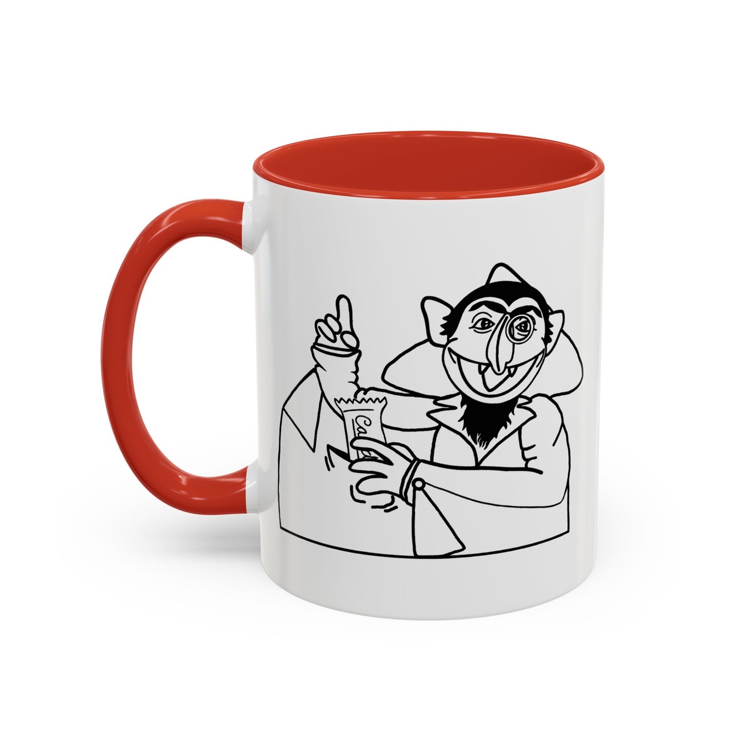 The Count Stealing Candy Outline Accent Mug - Sesame Street The Count Parody Coffee Mug