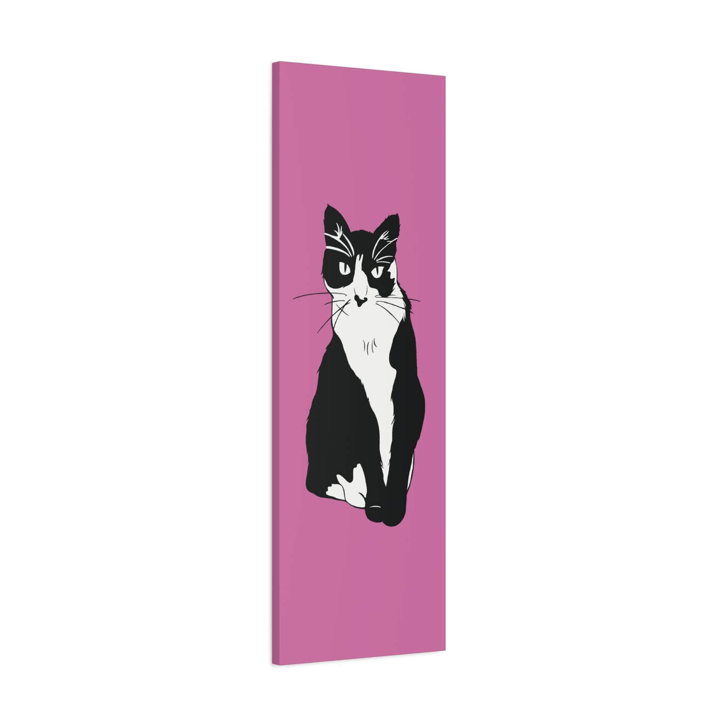 Cat Canvas on Light Pink (B&W Style Cat) - Cat Drawing Art
