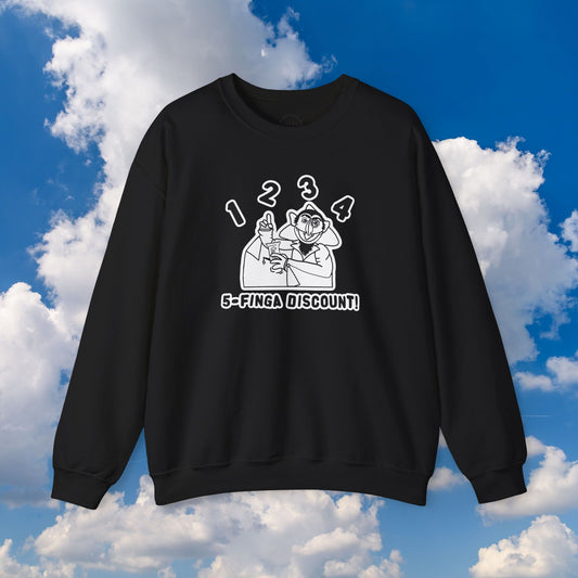 Five Finger Discount Outline Sweatshirt - Sesame Street The Count Parody Sweatshirt