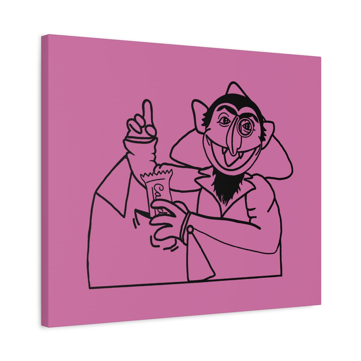 The Count Stealing Candy Outline Canvas Print Light Pink - Sesame Street The Count Parody Art