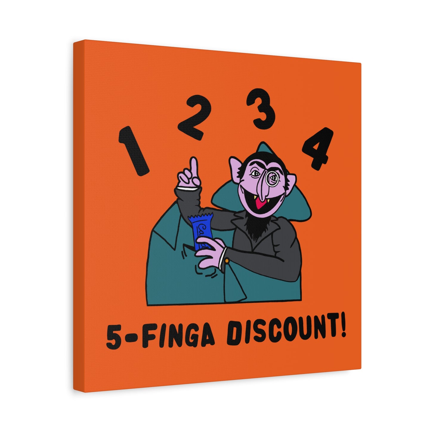 Five Finger Discount Canvas Print Orange - Sesame Street The Count Parody Art Print
