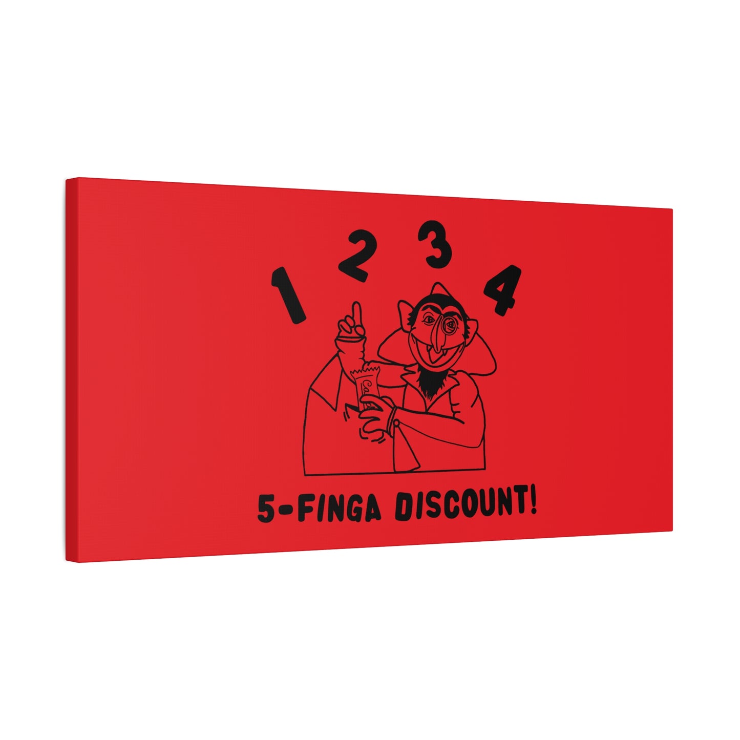 Five Finger Discount Outline Canvas Print Red - Sesame Street The Count Parody Art Print