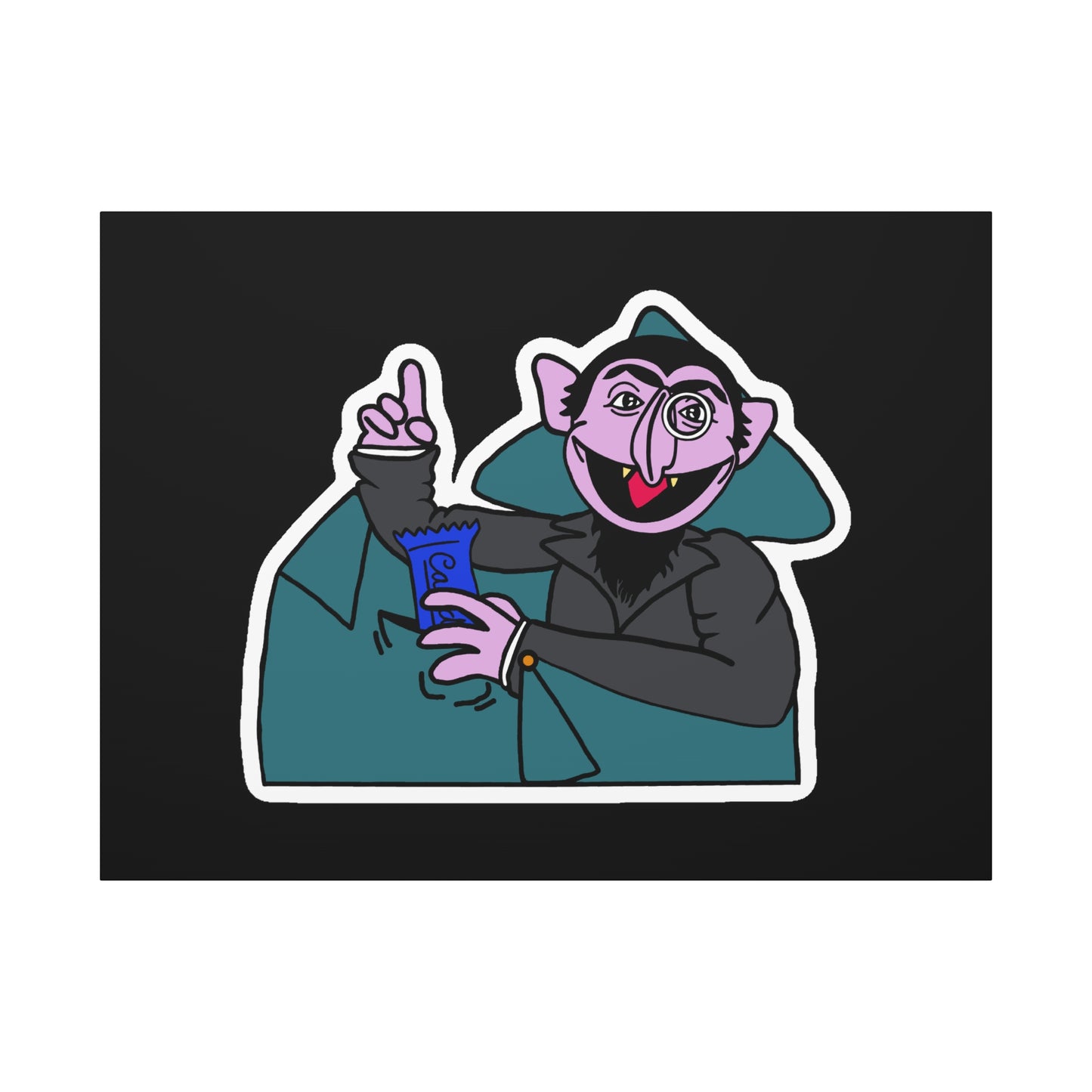 The Count Stealing Candy Canvas Print Black - Sesame Street The Count Parody Art