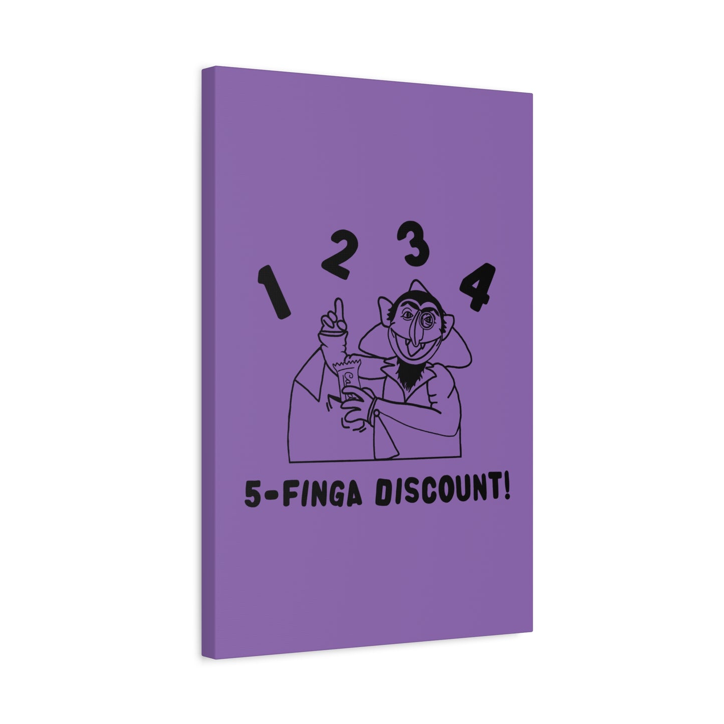 Five Finger Discount Outline Canvas Print Light Purple - Sesame Street The Count Parody Art Print