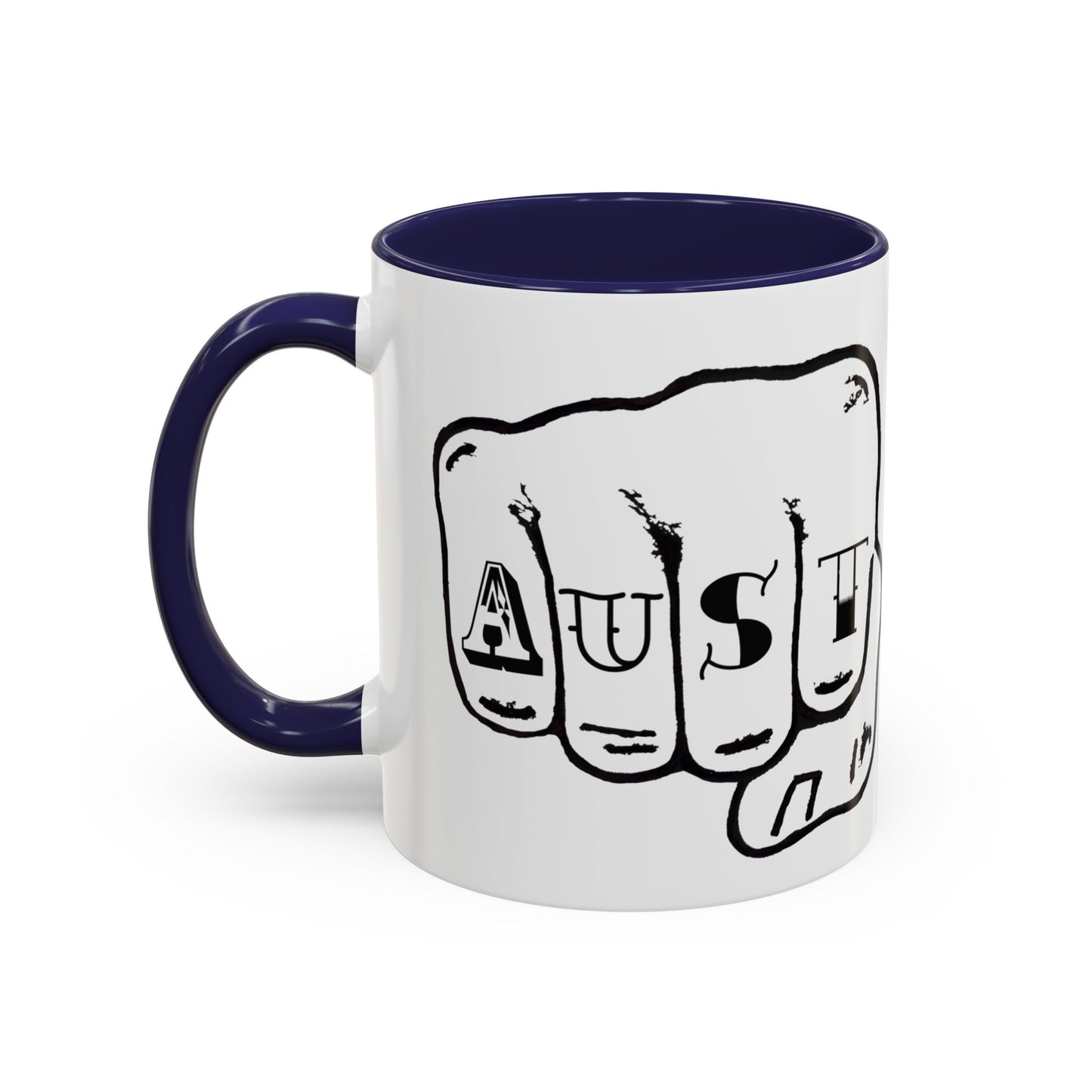 Austin Knuckle Tats Tattooed Fists Accent Mug Giant Fists Edition