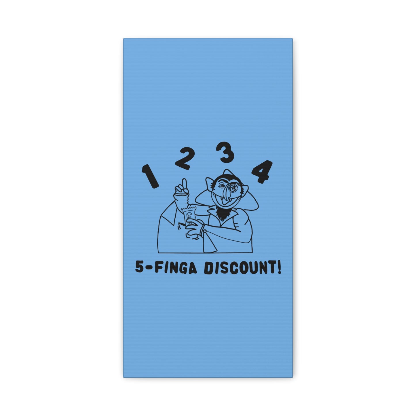 Five Finger Discount Outline Canvas Print Light Blue - Sesame Street The Count Parody Art Print