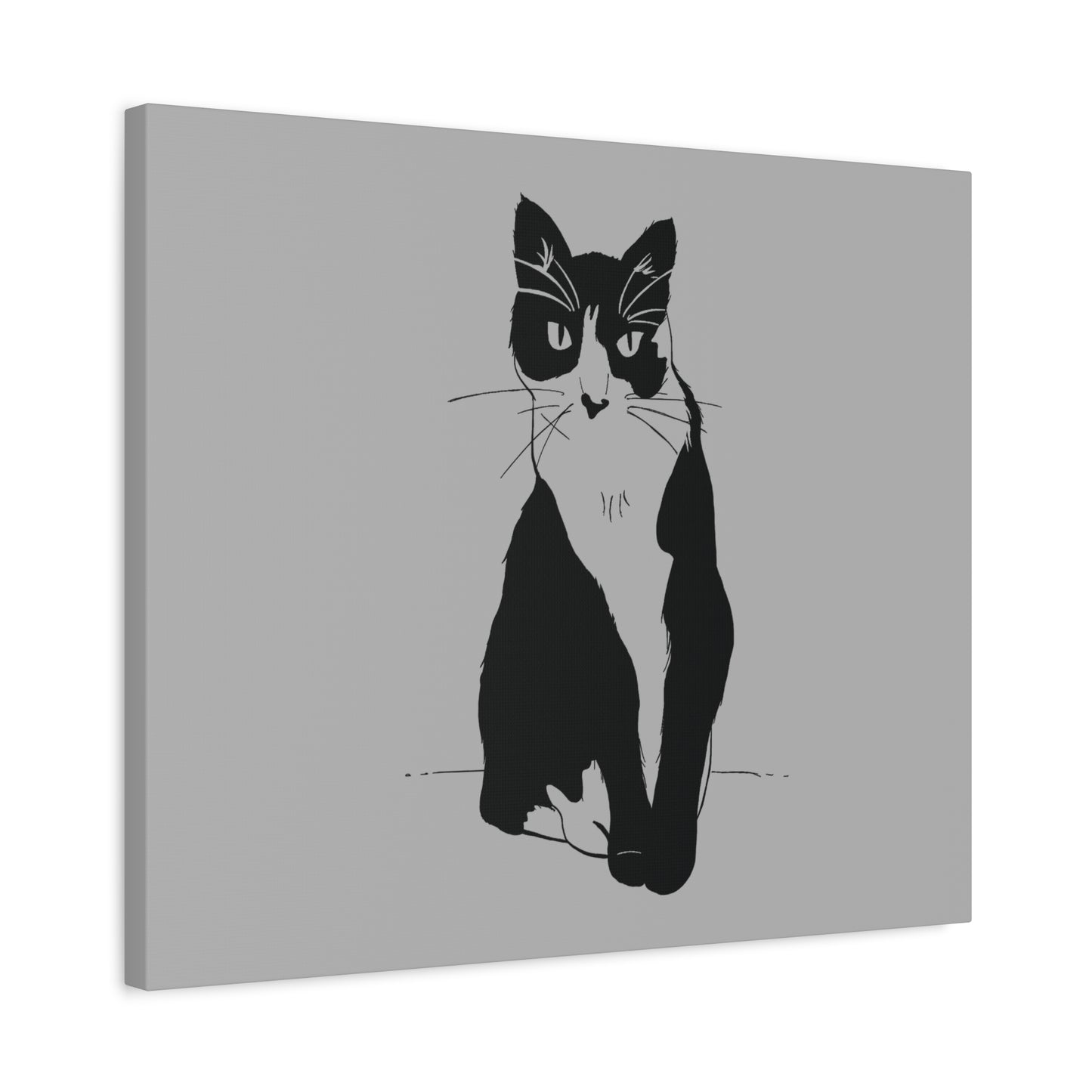 Cat Canvas Print on Grey (Transparent Style Cat) - Cat Drawing Art
