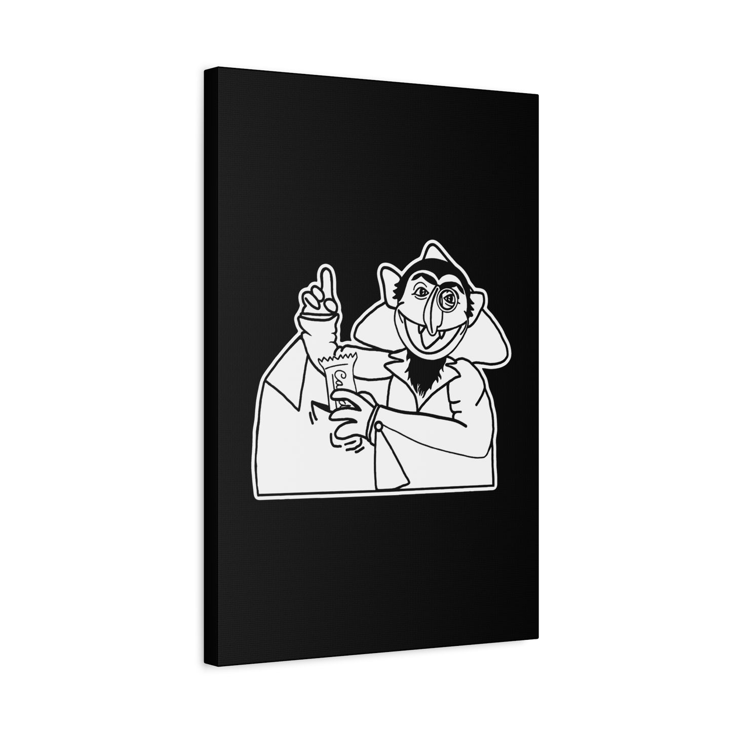 The Count Stealing Candy Outline Canvas Print Black - Sesame Street The Count Parody Canvas Art
