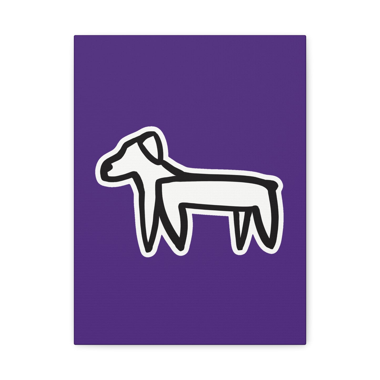 Dog Canvas Print on Purple (Sticker Style White Dog) - Dog Art Print