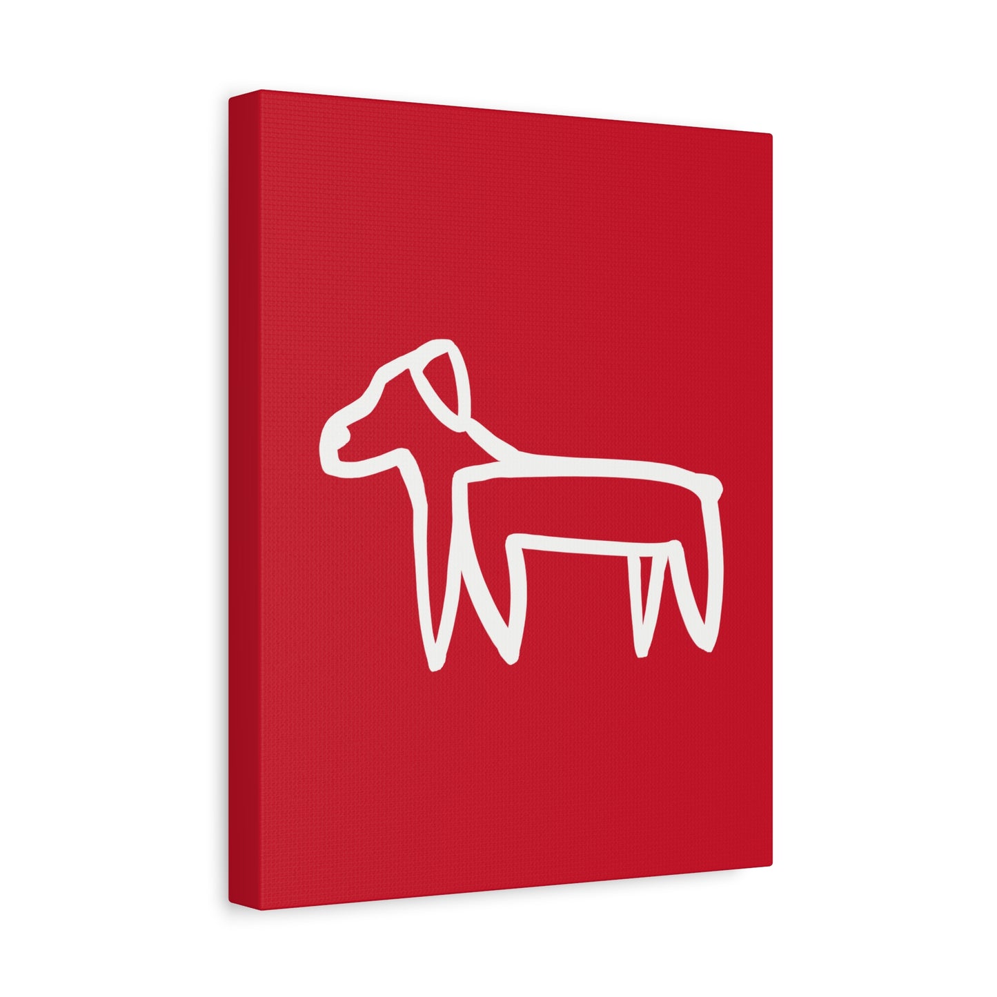 Dog Canvas Print on Red (Transparent Style White Dog) - Dog Art Print
