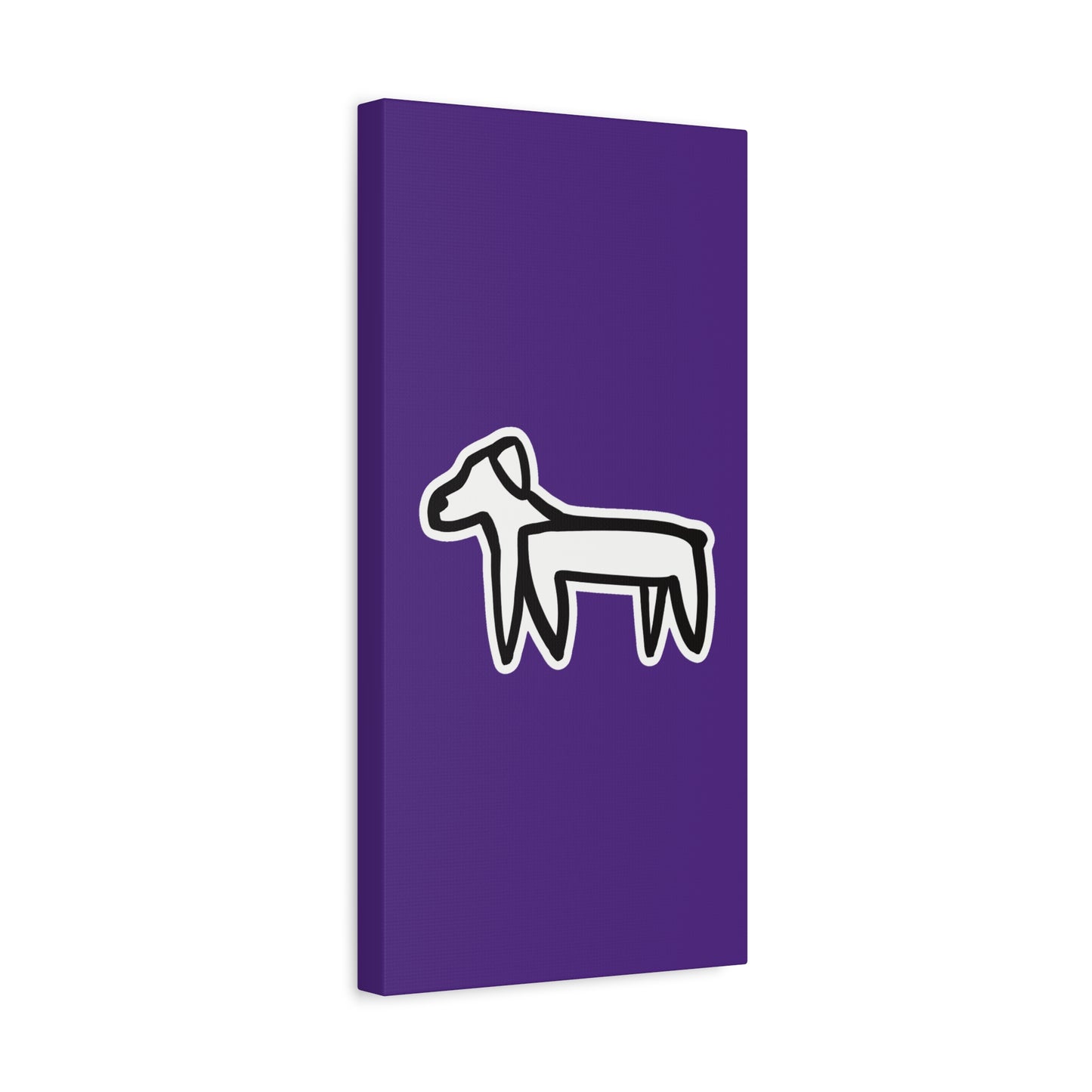 Dog Canvas Print on Purple (Sticker Style White Dog) - Dog Art Print