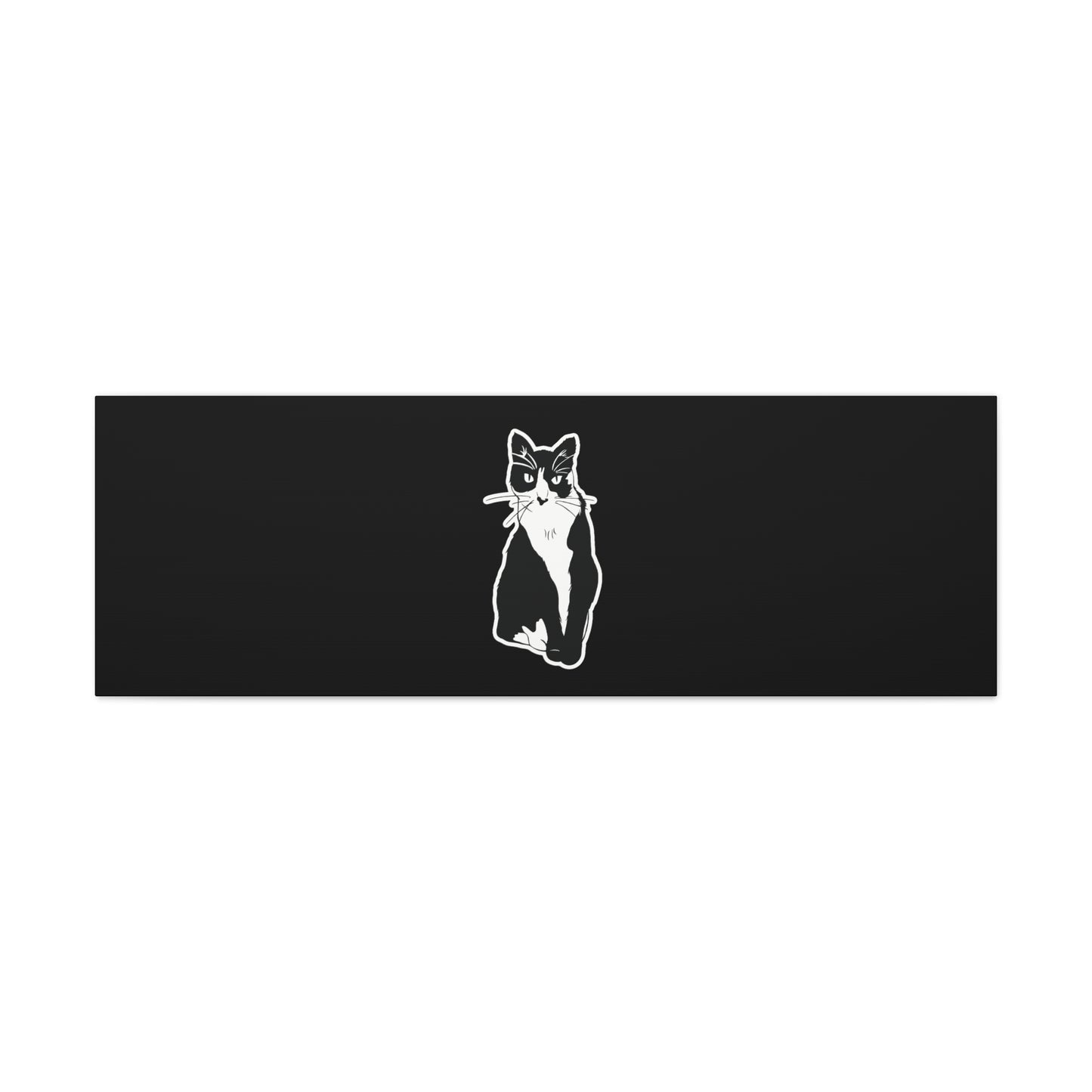 Cat Canvas Print on Black (Sticker Style Cat) - Cat Drawing Art