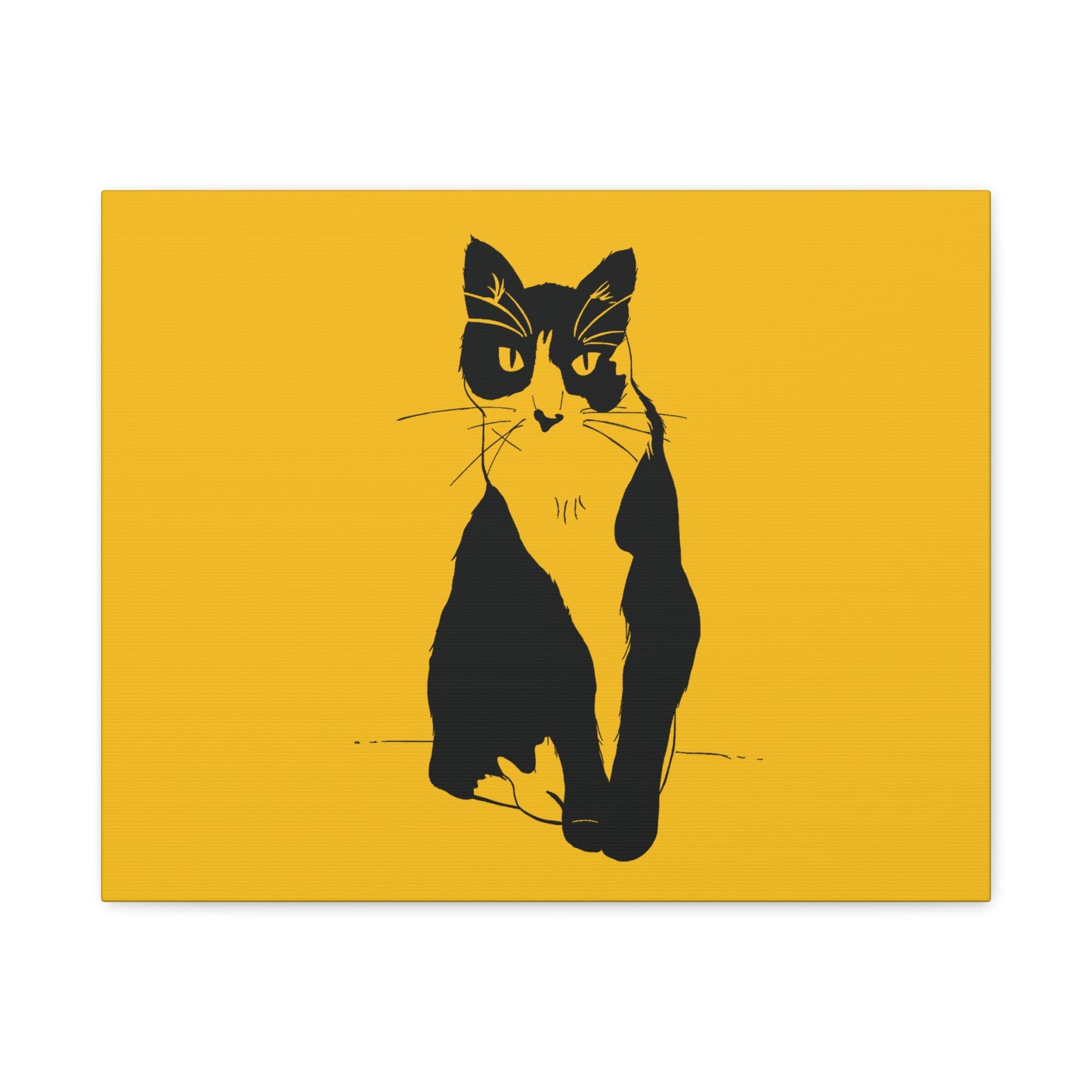 Cat Canvas Print on Yellow (Transparent Style Cat) - Cat Drawing Art