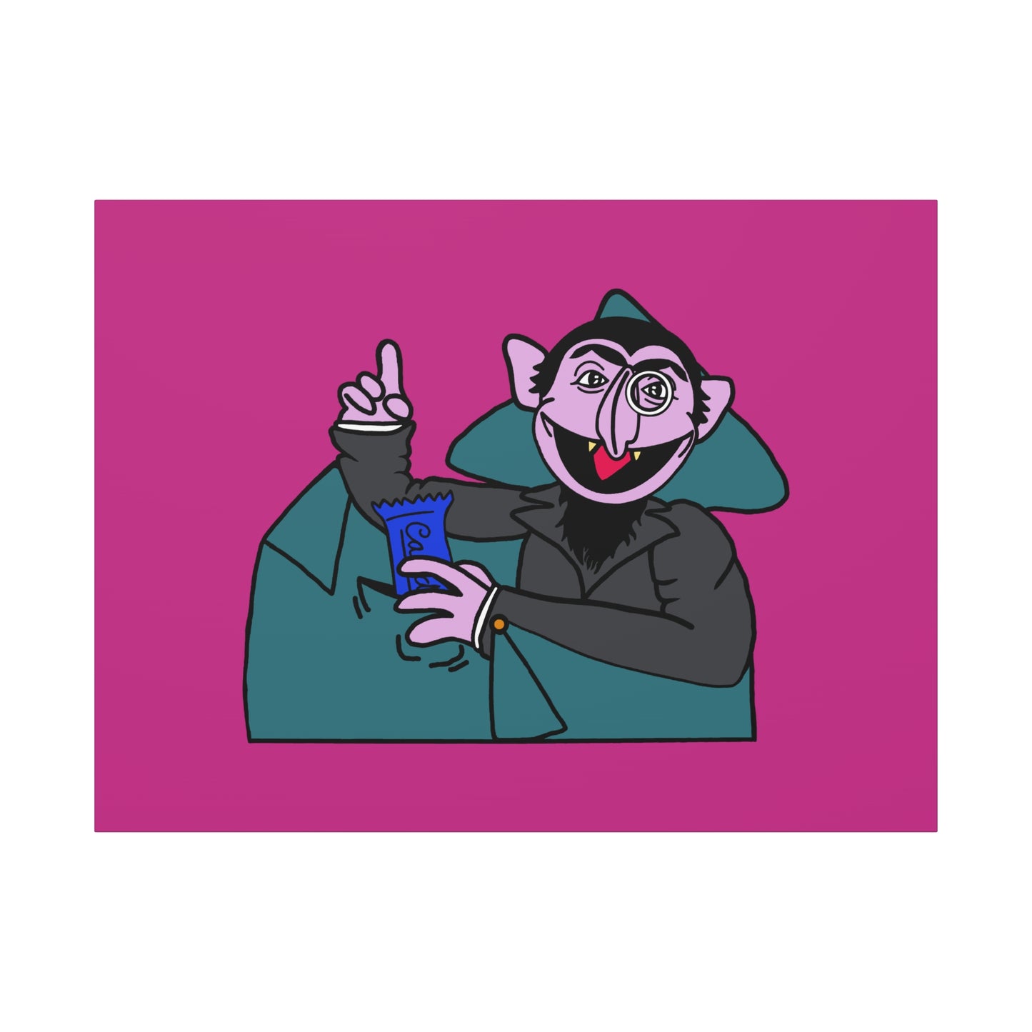 The Count Stealing Candy Canvas Print Pink - Sesame Street The Count Parody Art