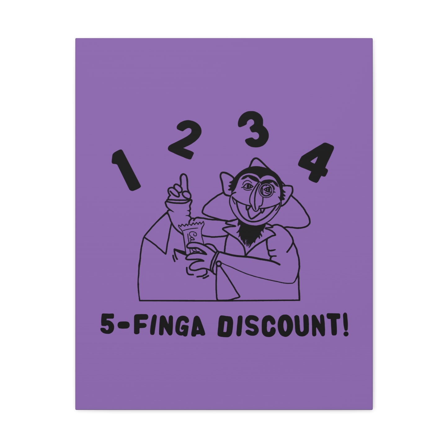 Five Finger Discount Outline Canvas Print Light Purple - Sesame Street The Count Parody Art Print