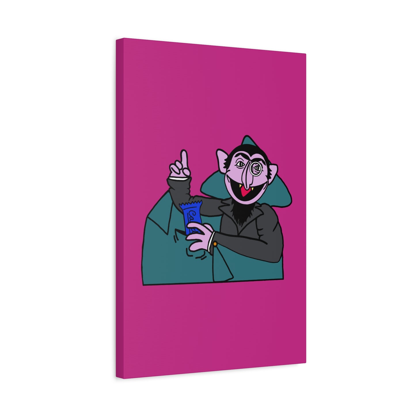 The Count Stealing Candy Canvas Print Pink - Sesame Street The Count Parody Art