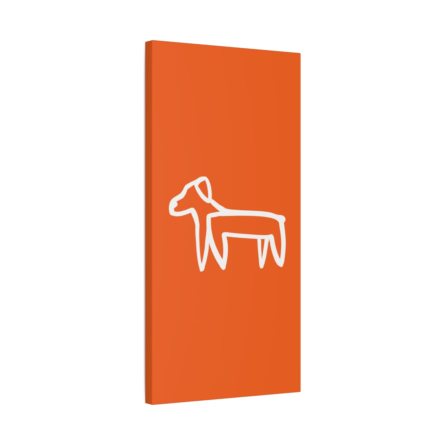 Dog Canvas Print on Orange (Transparent Style White Dog) - Dog Art Print