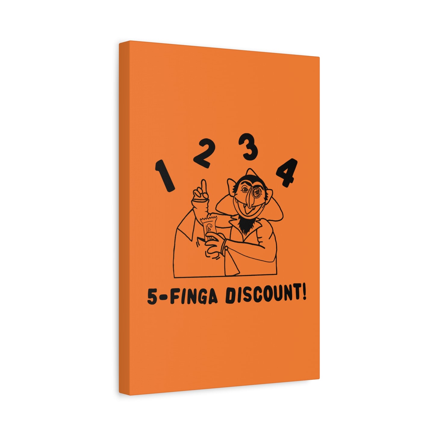 Five Finger Discount Outline Canvas Print Light Orange - Sesame Street The Count Parody Art Print