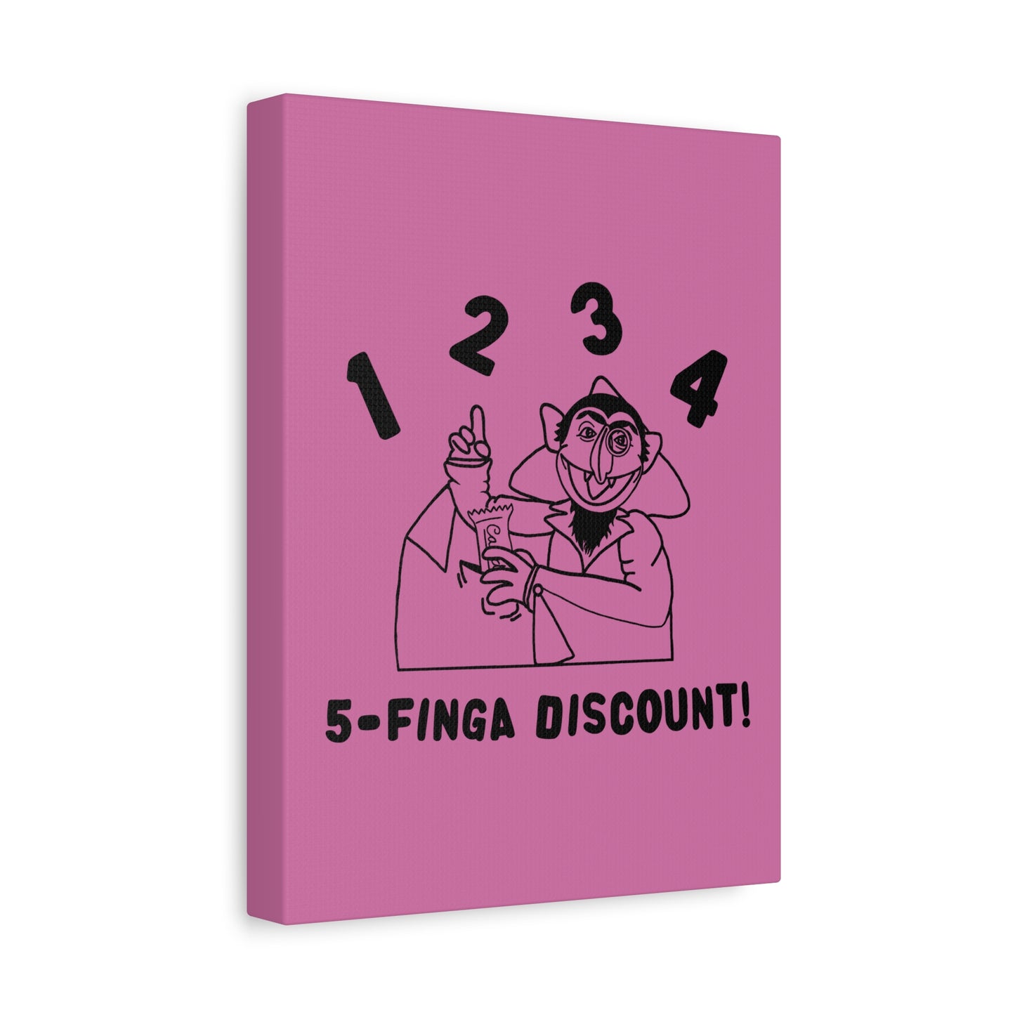 Five Finger Discount Outline Canvas Print Light Pink - Sesame Street The Count Parody Art Print