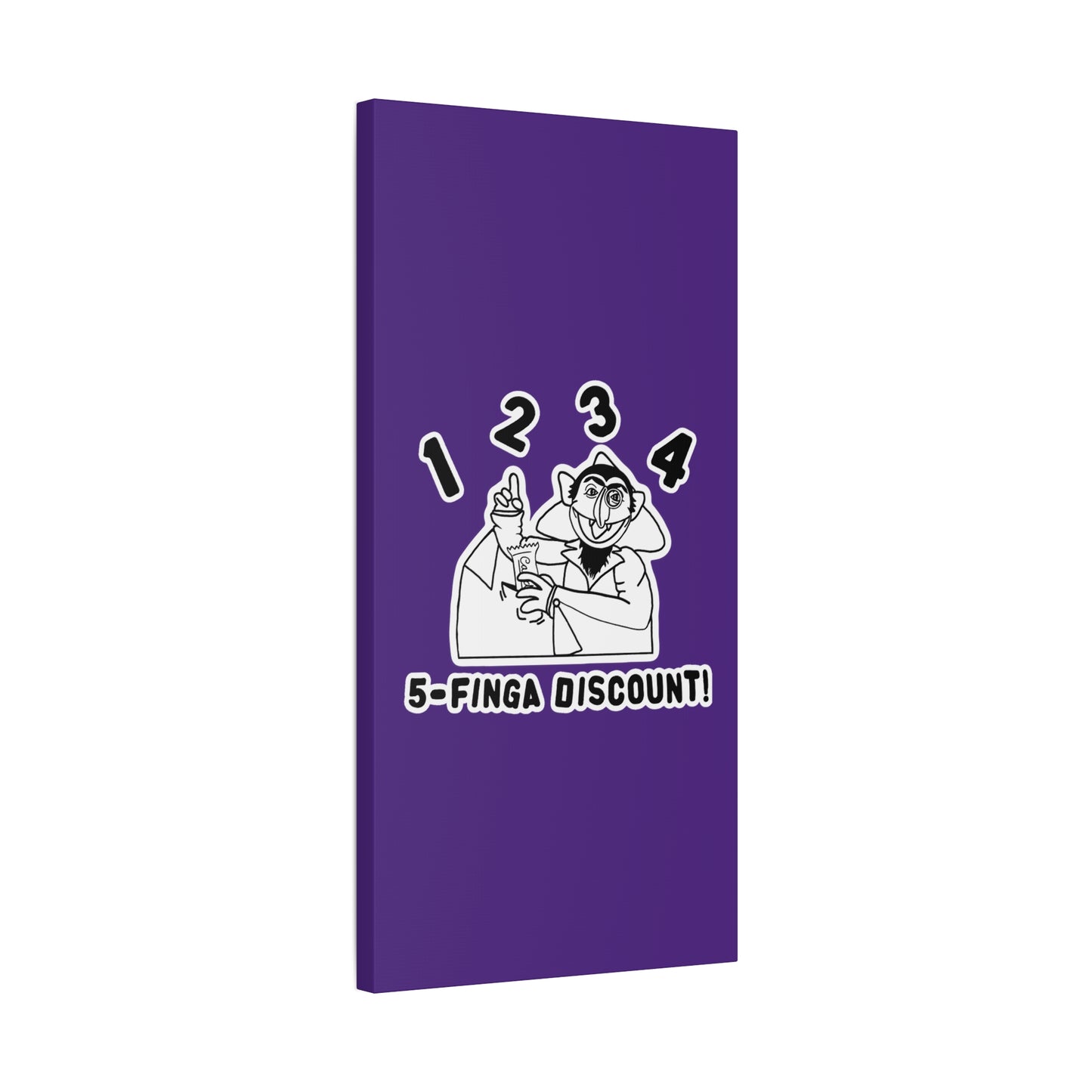 Five Finger Discount Outline Canvas Print Purple - Sesame Street The Count Parody Art Print