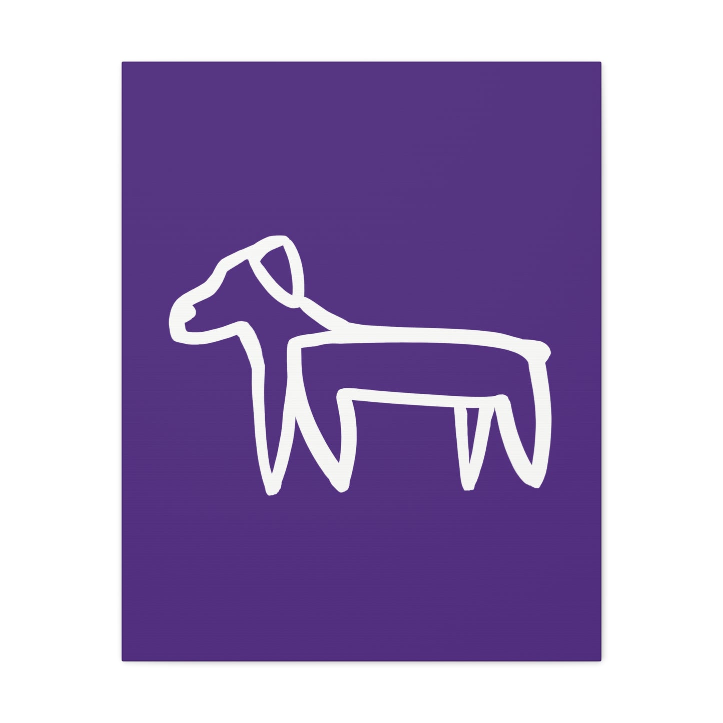 Dog Canvas Print on Purple (Transparent Style White Dog) - Dog Art Print