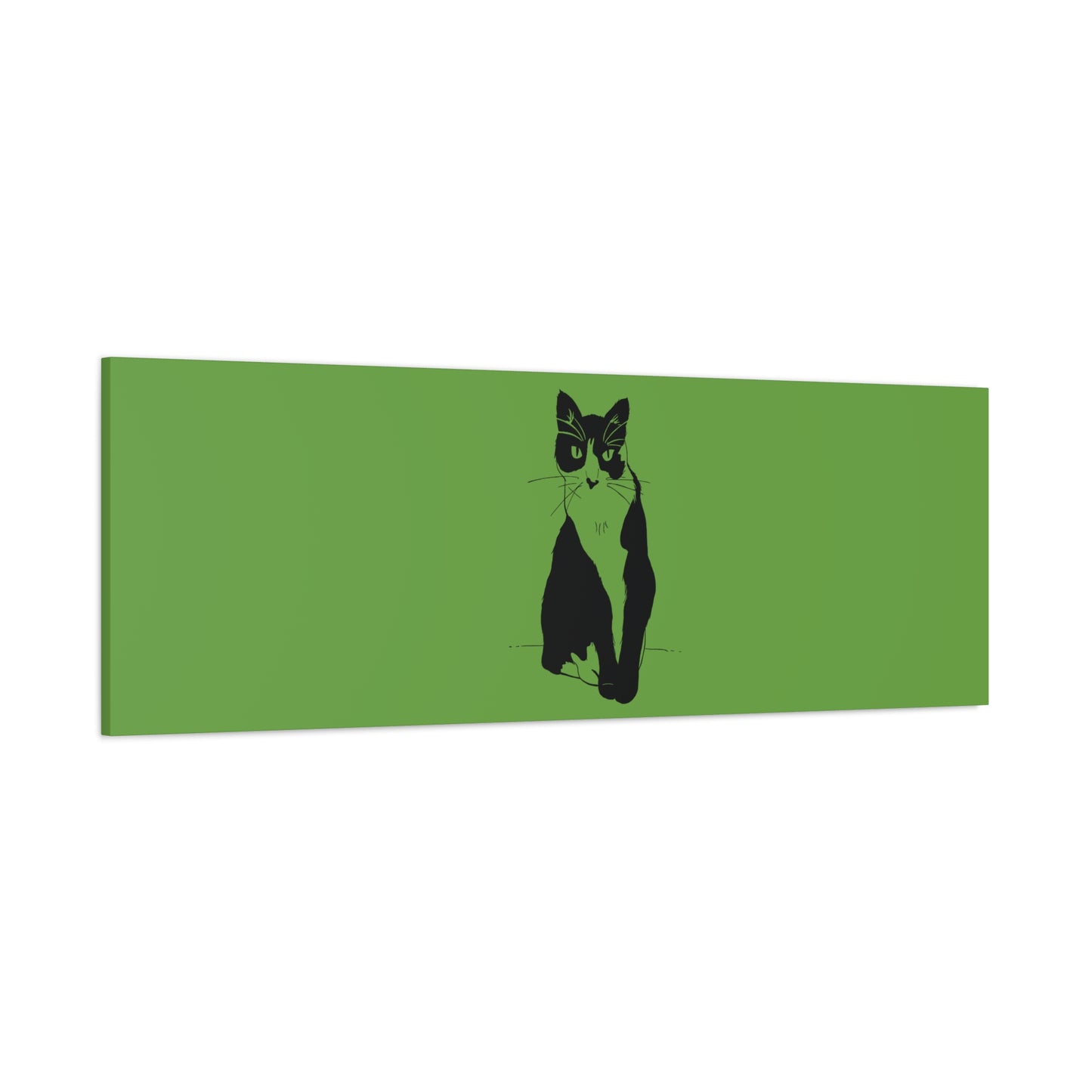 Cat Canvas Print on Green (Transparent Style Cat) - Cat Drawing Art