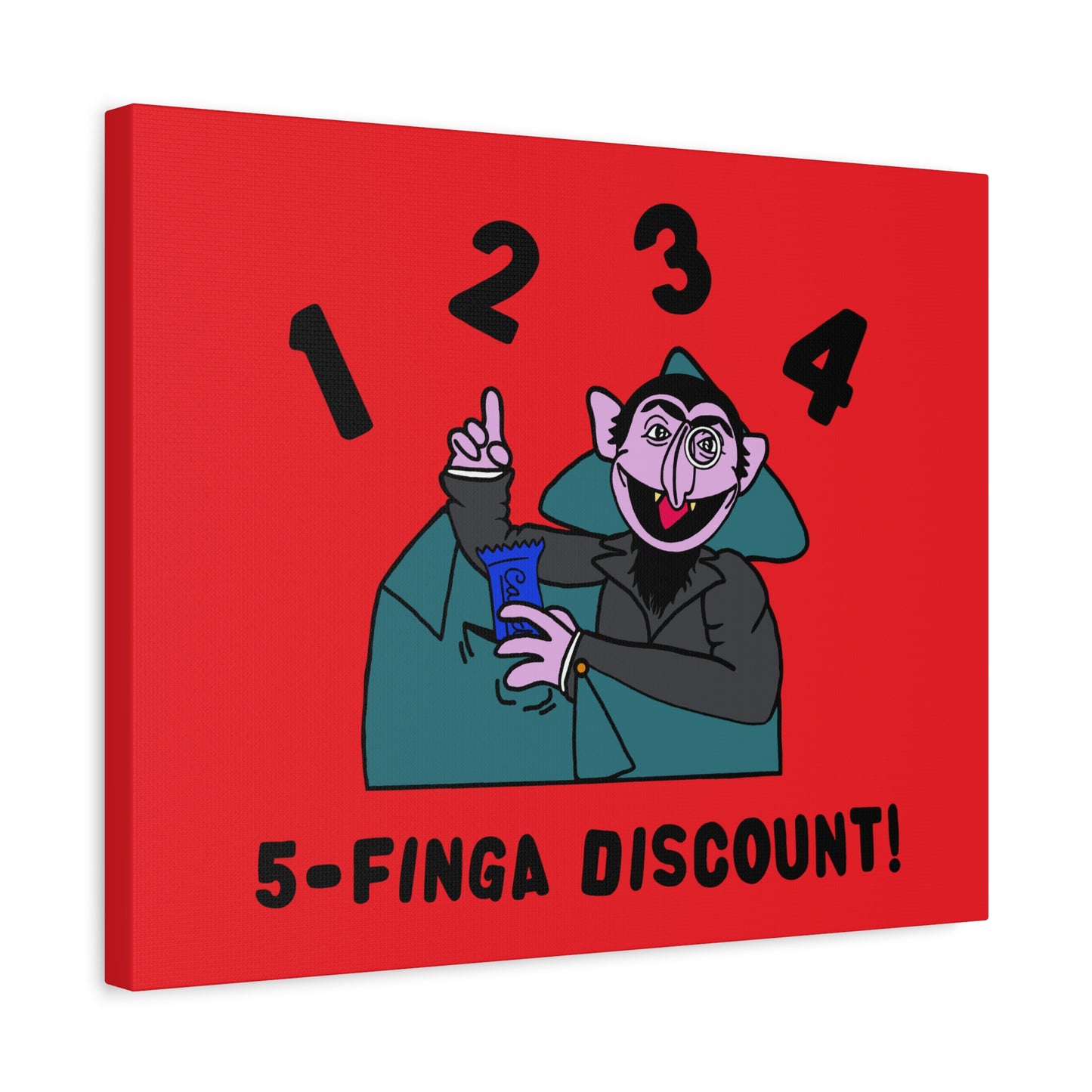 Five Finger Discount Canvas Print Red - Sesame Street The Count Parody Art Print