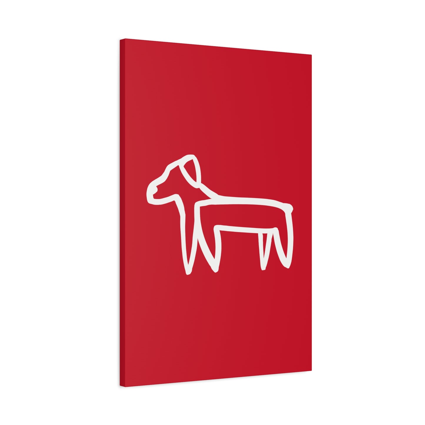 Dog Canvas Print on Red (Transparent Style White Dog) - Dog Art Print