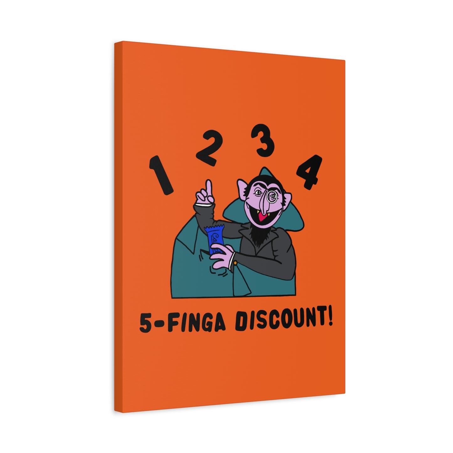 Five Finger Discount Canvas Print Orange - Sesame Street The Count Parody Art Print