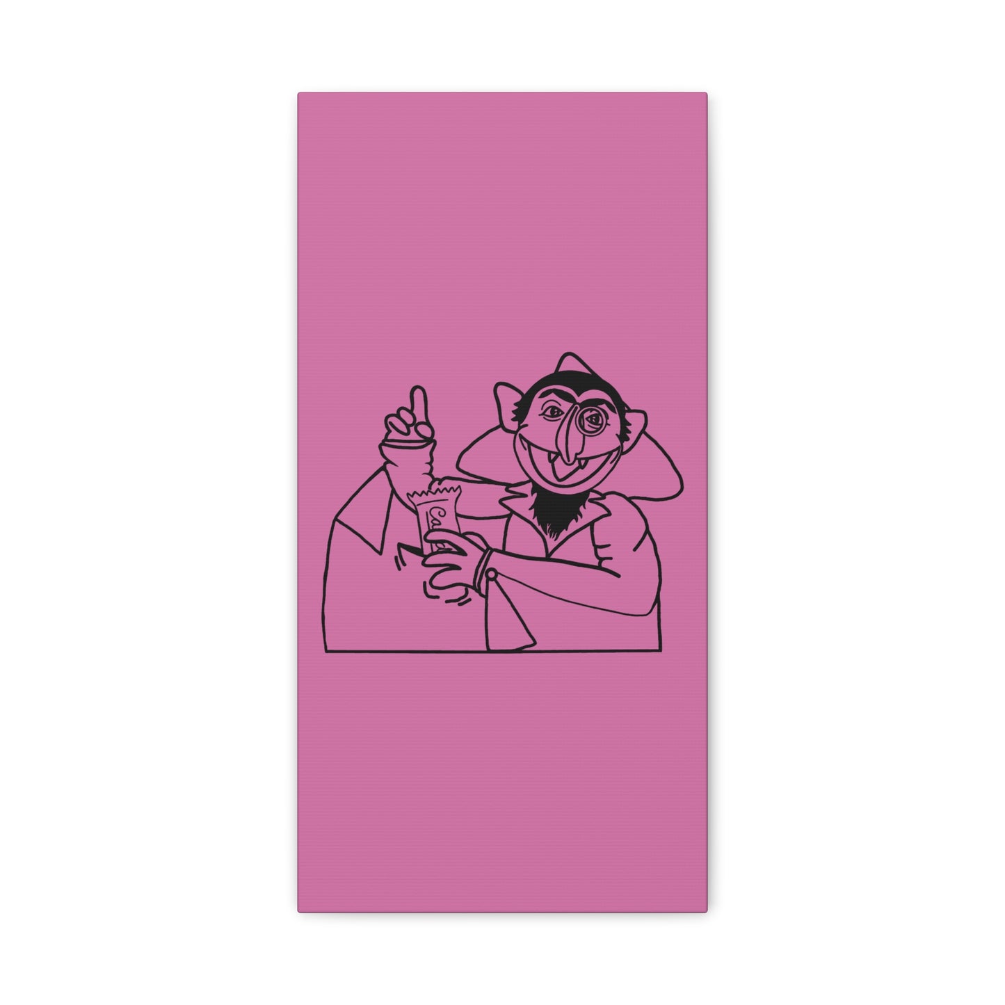 The Count Stealing Candy Outline Canvas Print Light Pink - Sesame Street The Count Parody Art