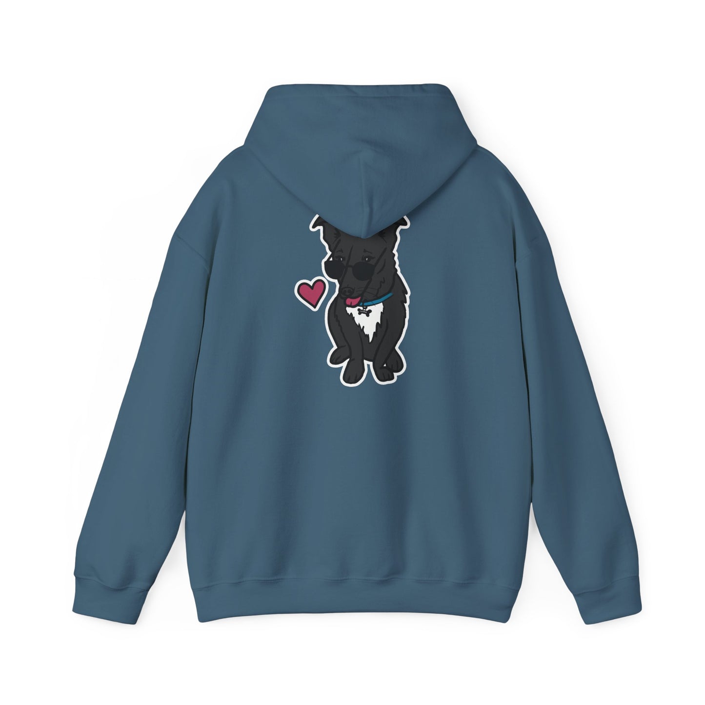Nora the Dog Heart Hoodie Back Design (Sticker Style Nora) - Nora Hooded Sweatshirt