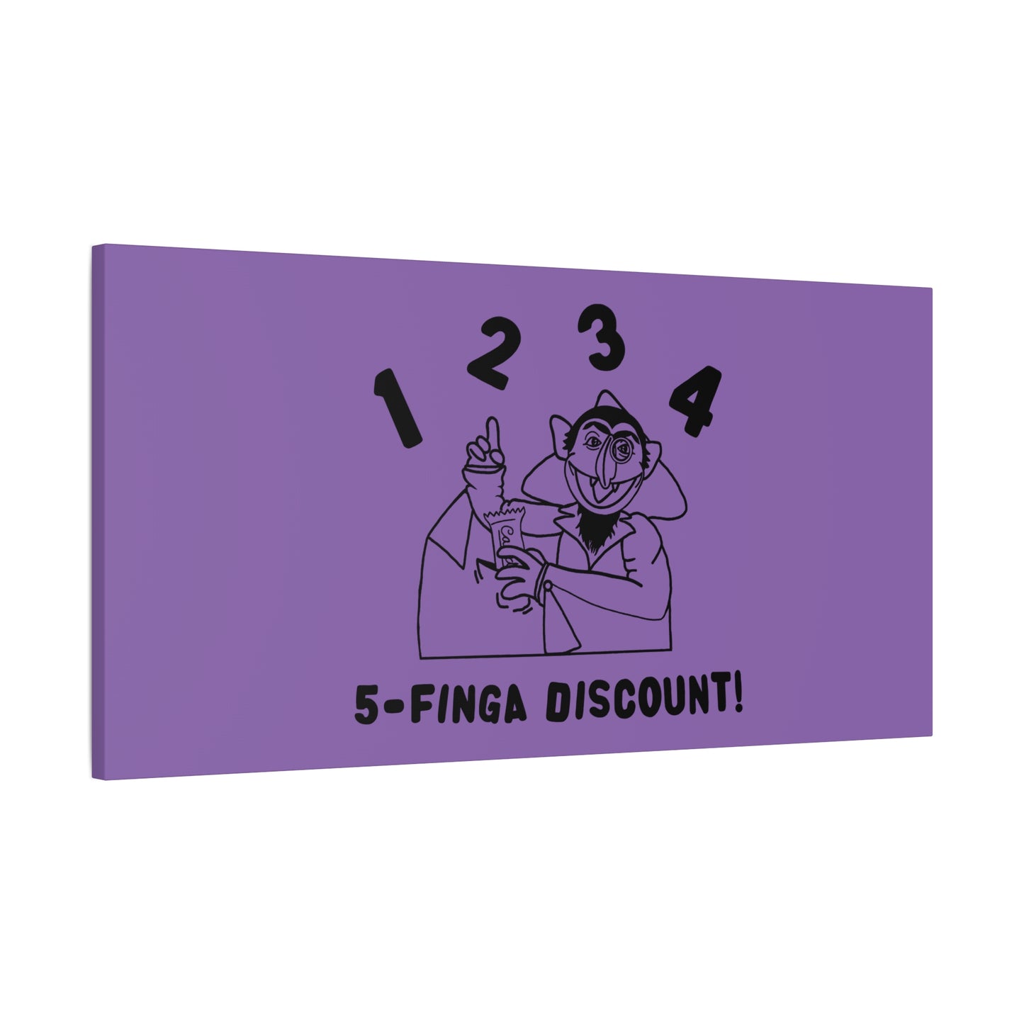 Five Finger Discount Outline Canvas Print Light Purple - Sesame Street The Count Parody Art Print