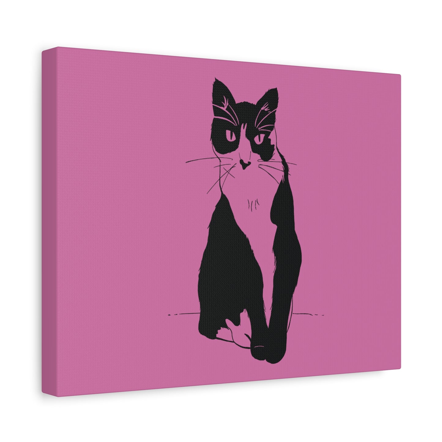 Cat Canvas Print on Pink (Transparent Style Cat) - Cat Drawing Art