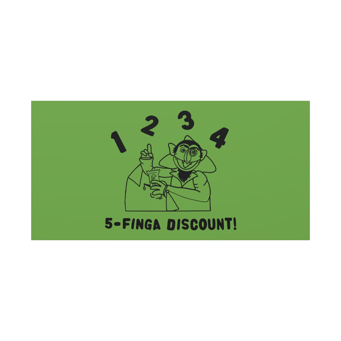 Five Finger Discount Outline Canvas Print Green - Sesame Street The Count Parody Art Print