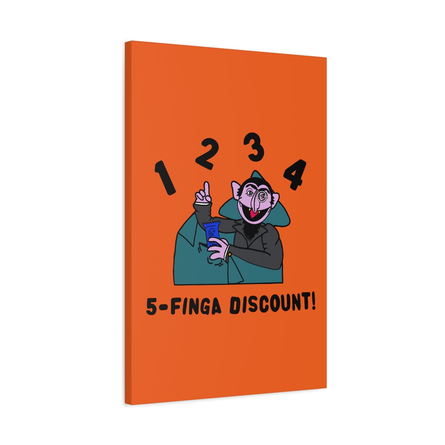 Five Finger Discount Canvas Print Orange - Sesame Street The Count Parody Art Print