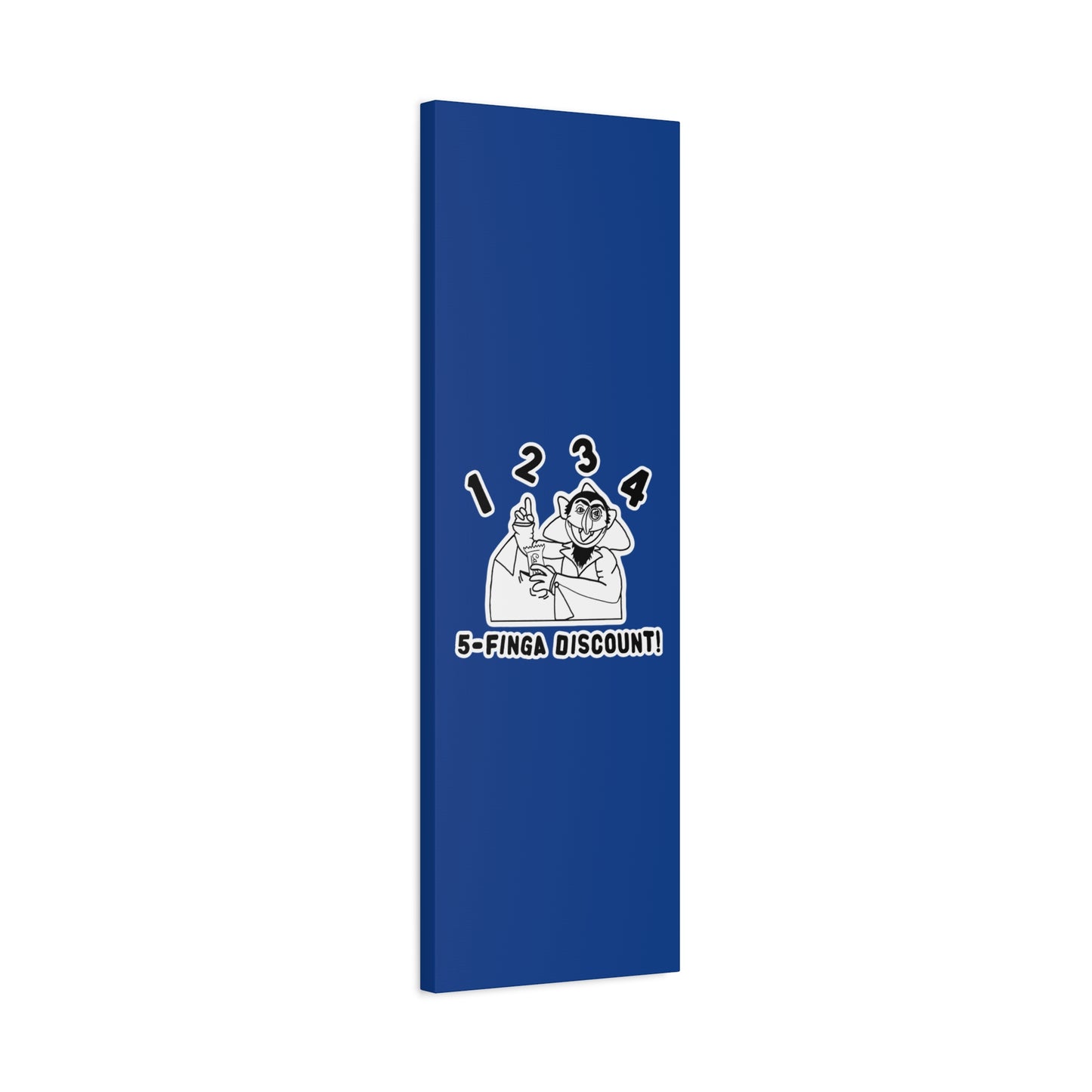 Five Finger Discount Outline Canvas Print Dark Blue - Sesame Street The Count Parody Art Print