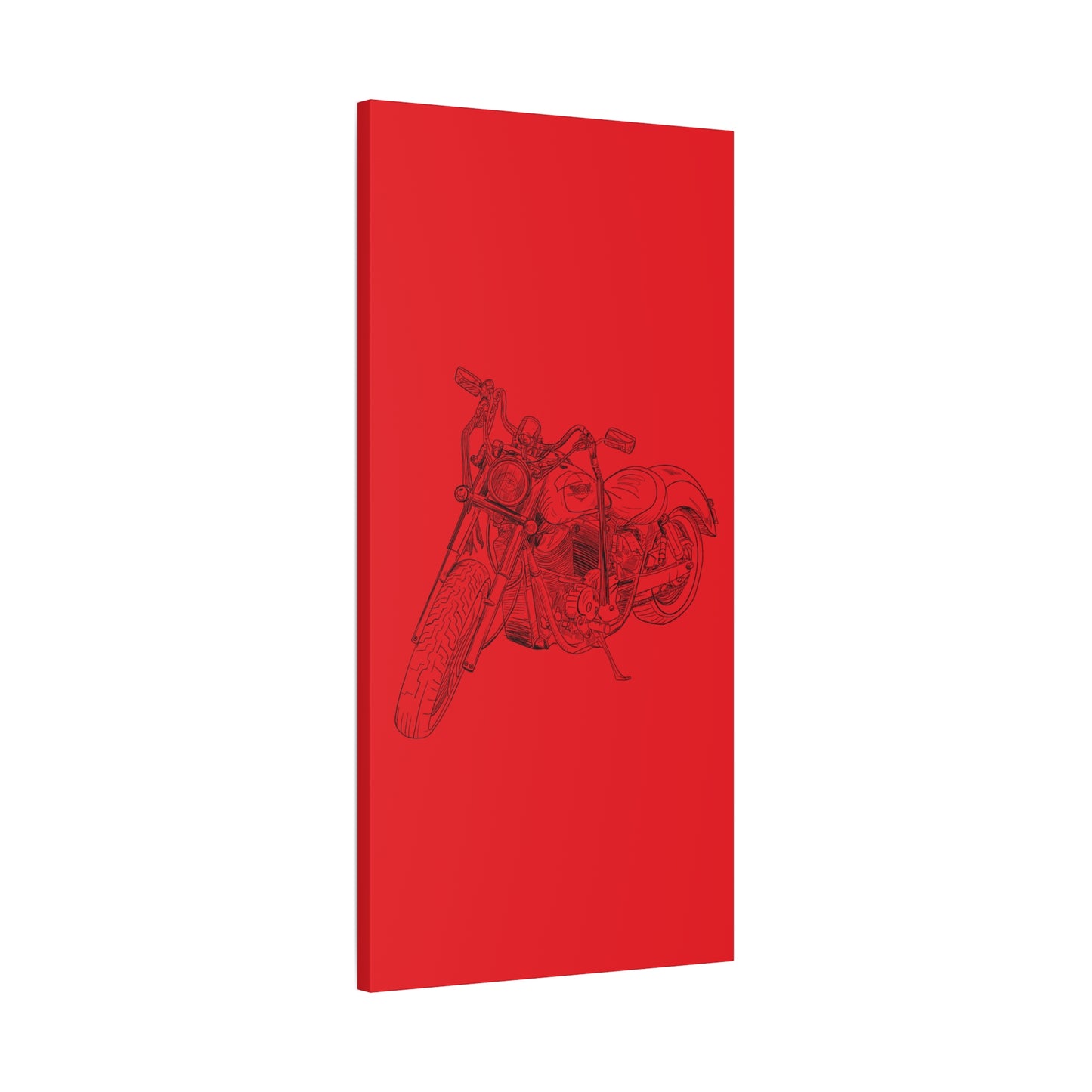 Ride Me Harley Motorcycle Sketch Canvas Print - Black Ink on Red Background